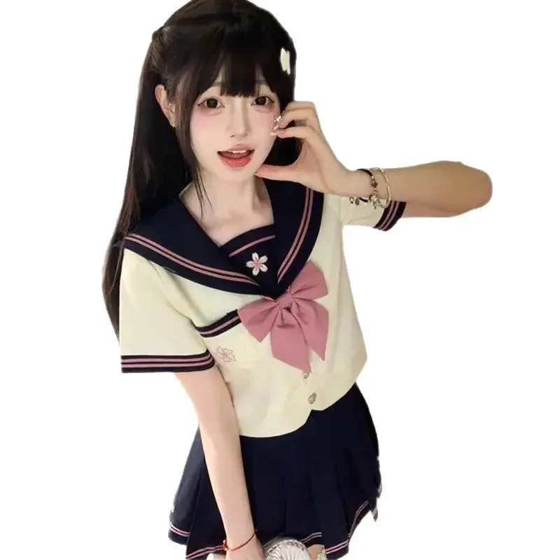 Sweet School Uniform Skirt Set Basic Style Women's Sailor Outfit Polyester Fiber College Style Dress Code Chinese Origin