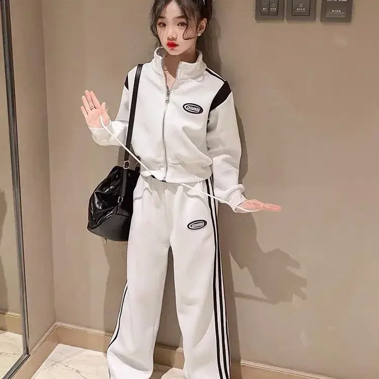 Stylish Casual Children's Sports Suit Autumn Collection 2024 New Design For Medium To Large Kids Korean Version 2-Piece Set
