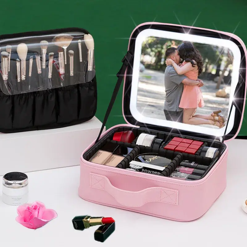 Travel LED Light Charging Makeup Bag Cosmetic Storage Box Customizable Jewelry Accessories Packaging Display Case