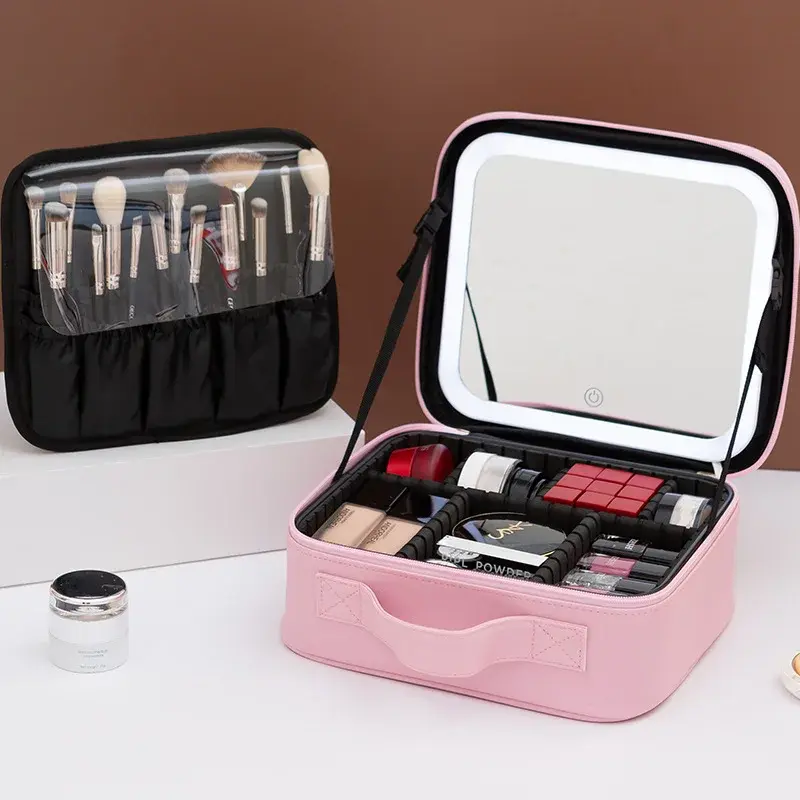Travel LED Light Charging Makeup Bag Cosmetic Storage Box Customizable Jewelry Accessories Packaging Display Case