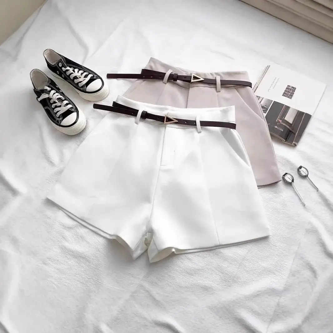 Elegant High Waist Suit Shorts Women's Spring Summer Casual Pants Outerwear Wide Leg A- Line Pants Slimming Drapey