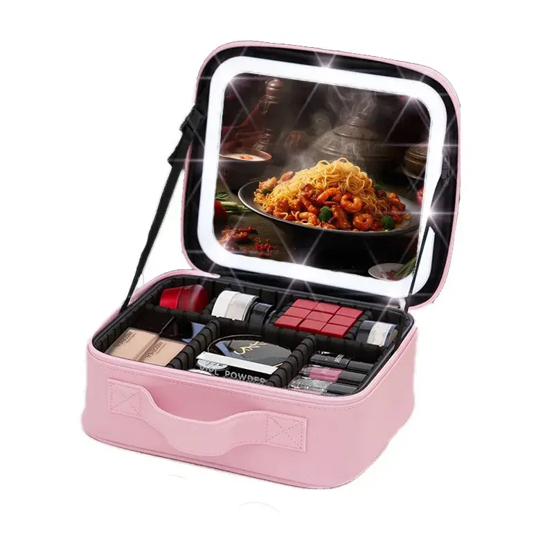 Travel LED Light Charging Makeup Bag Cosmetic Storage Box Customizable Jewelry Accessories Packaging Display Case