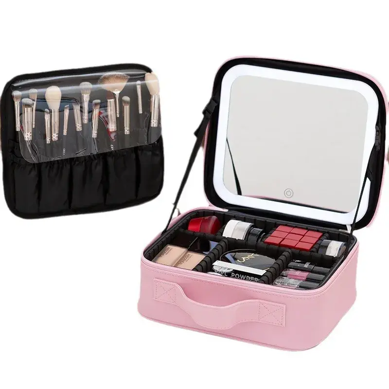 Travel LED Light Charging Makeup Bag Cosmetic Storage Box Customizable Jewelry Accessories Packaging Display Case