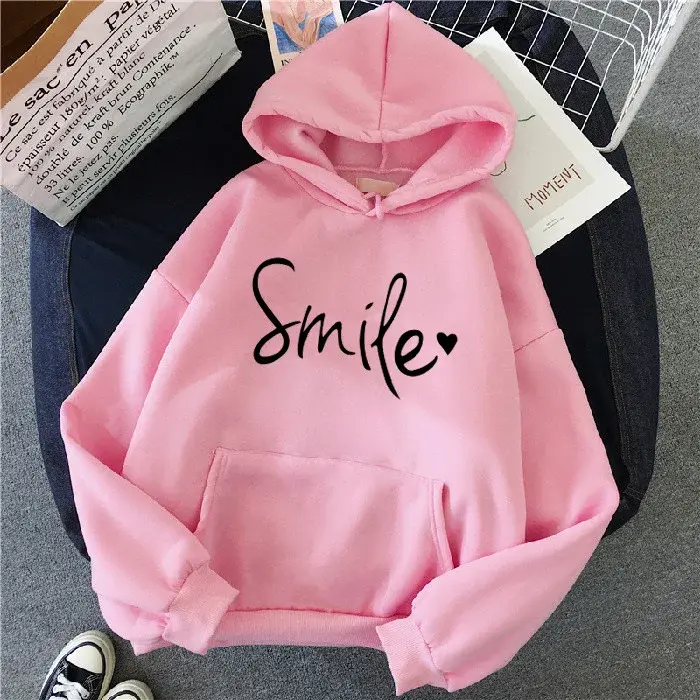 Loose Women's Hoodie Sweatshirt Korean Version Letter Print Autumn New Arrival Cross-Border Top V-Neck Other Styles