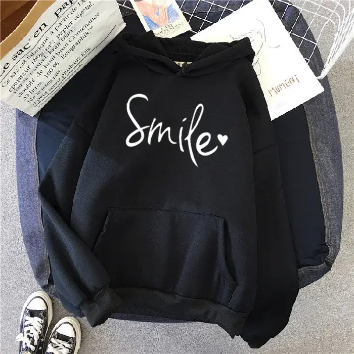 Loose Women's Hoodie Sweatshirt Korean Version Letter Print Autumn New Arrival Cross-Border Top V-Neck Other Styles