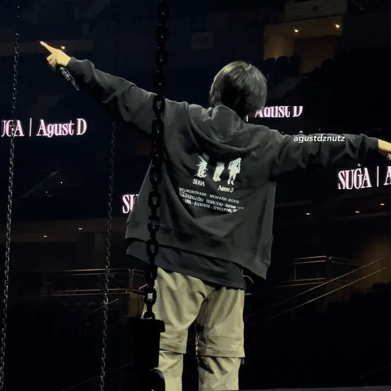 Anti-pop Suga Shiina Special Album Agustd D-day Concert Hooded Sweatshirt Zip-up Jacket Casual Scene Hoodies Sweatshirts
