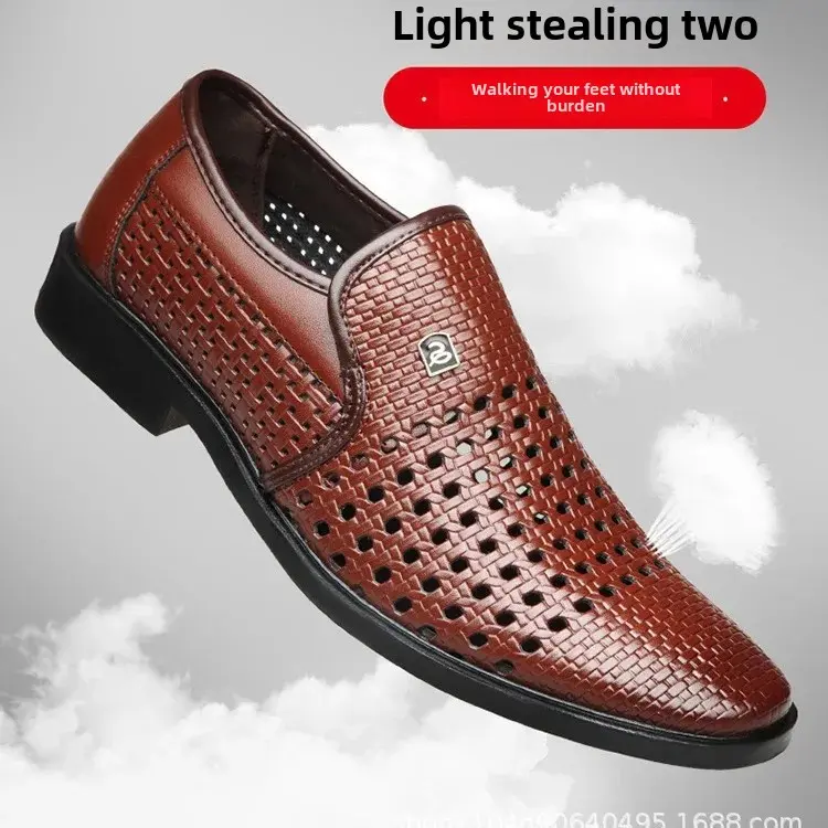 2024 New Summer Casual Men's Sandals Hollow Out Leather Breathable Slip-On One-Piece Wholesale Dealer Shoe Repair Service