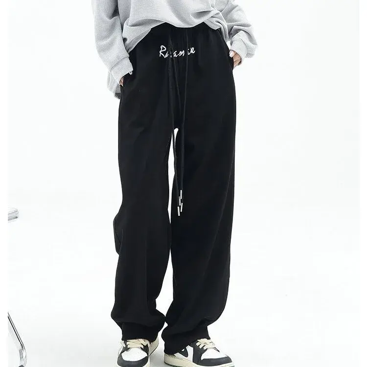 Gray Jazz Dance Wide Leg Sport Pants Women's Loose High Waist Casual Street Style Banana Pants Summer Comfortable Trousers