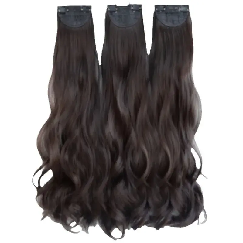 Women's Long Hair Extension Pieces Natural Looking Big Wave Fluffy Invisible Traceless Realistic Hair Curl Three Piece Wig