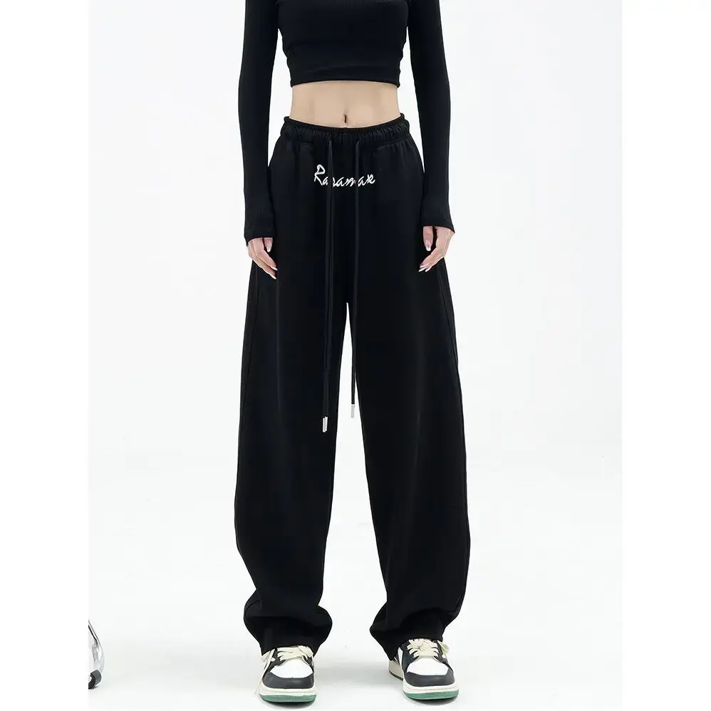 Gray Jazz Dance Wide Leg Sport Pants Women's Loose High Waist Casual Street Style Banana Pants Summer Comfortable Trousers