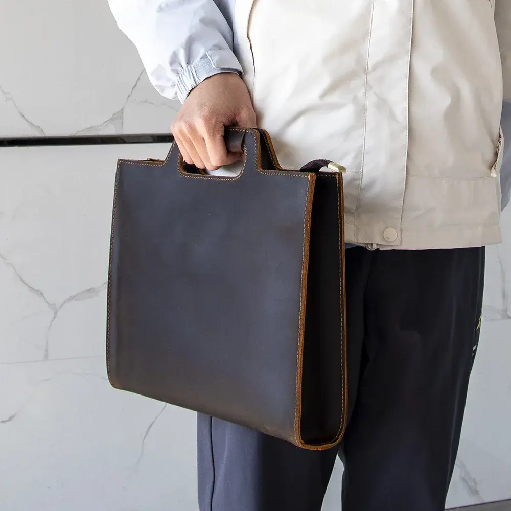 Mats Guangzhou Men's Bag Wholesale Vintage Top Layer Cow Leather Handbag Single Shoulder Bag Horizontal Style Motorcycle Equipme