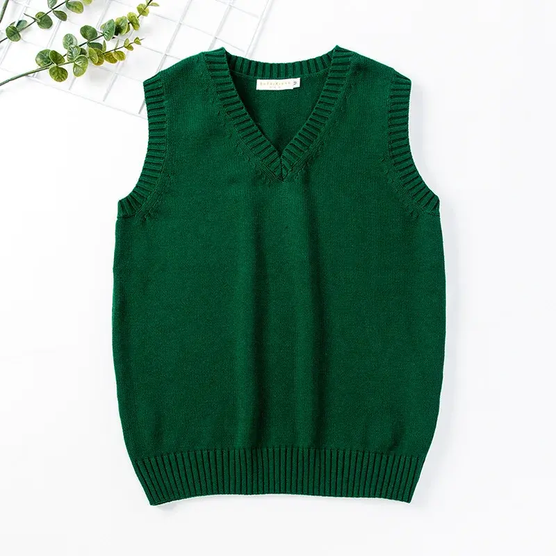 Spring Autumn Loose Versatile Women's Sweater V-neck British Style Casual Vest Japanese Style College JK Uniform Cotton Material