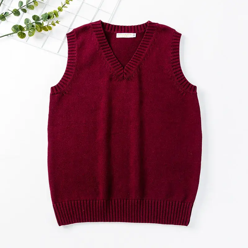 Spring Autumn Loose Versatile Women's Sweater V-neck British Style Casual Vest Japanese Style College JK Uniform Cotton Material