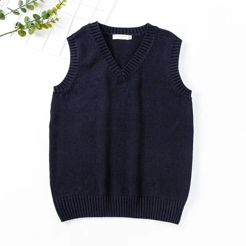 Spring Autumn Loose Versatile Women's Sweater V-neck British Style Casual Vest Japanese Style College JK Uniform Cotton Material