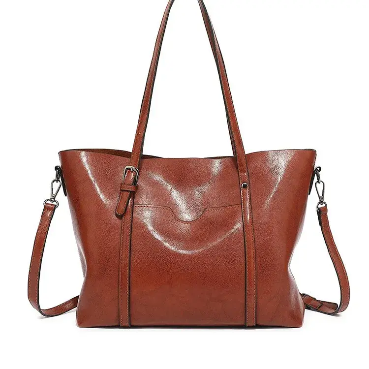 2024 New Fashionable Soft Leather Women's Handbag Casual Shoulder Bag Large Capacity Bucket Bag Motorcycle Equipment Accessories