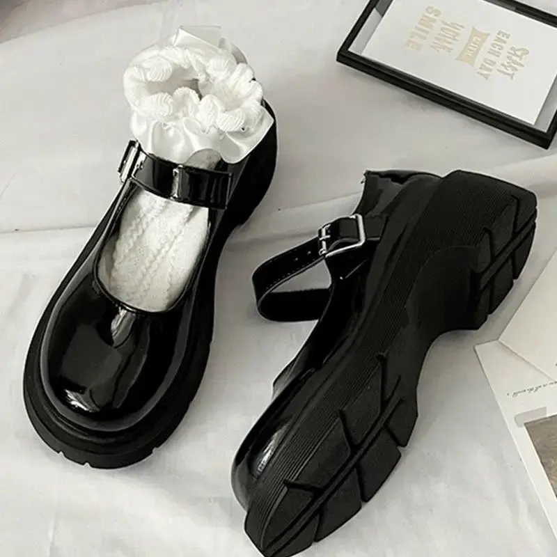 Women's Shoes Japanese Jk Style Kraft Leather Shoes Versatile 41 Thick Sole Mary Jane 42 Style Flats