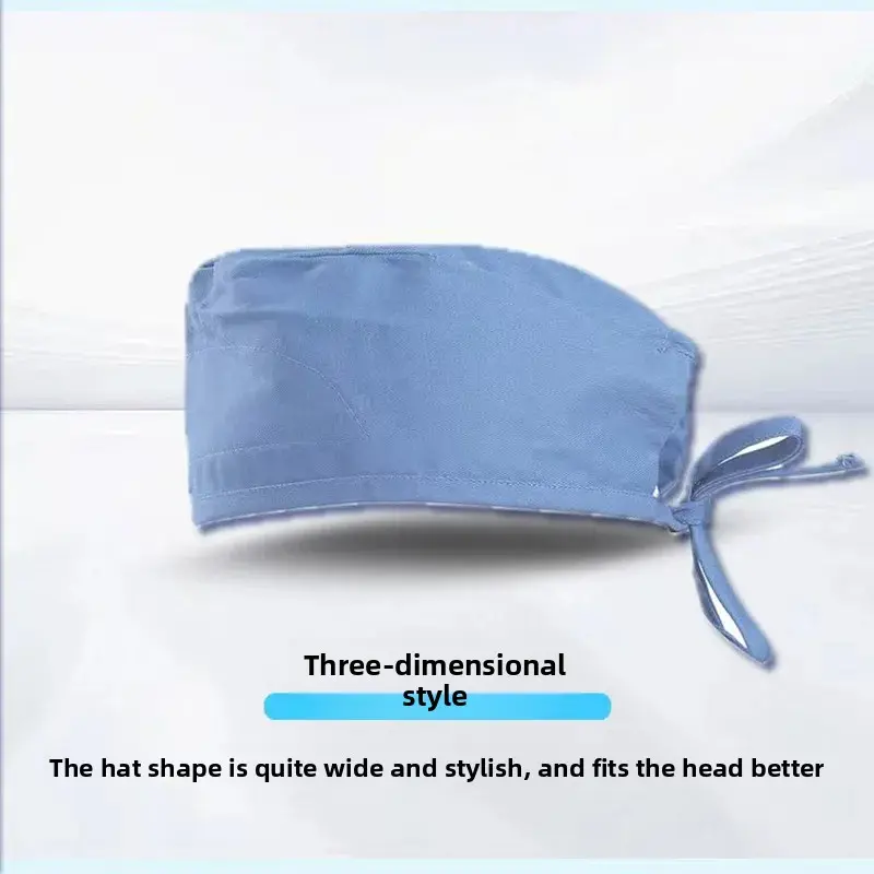Pure Cotton Long Hair Cap Surgery Cap Frosted Button Work Head Cover Print Nursing Cap Female Workwear Hair Net Hat