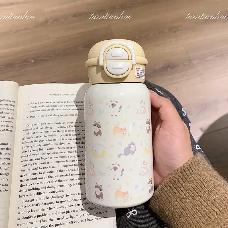 Winter New Simple Cute Cat Thermal Cup 316 Food Grade Stainless Steel Insulated Cold and Hot Student Portable Cup
