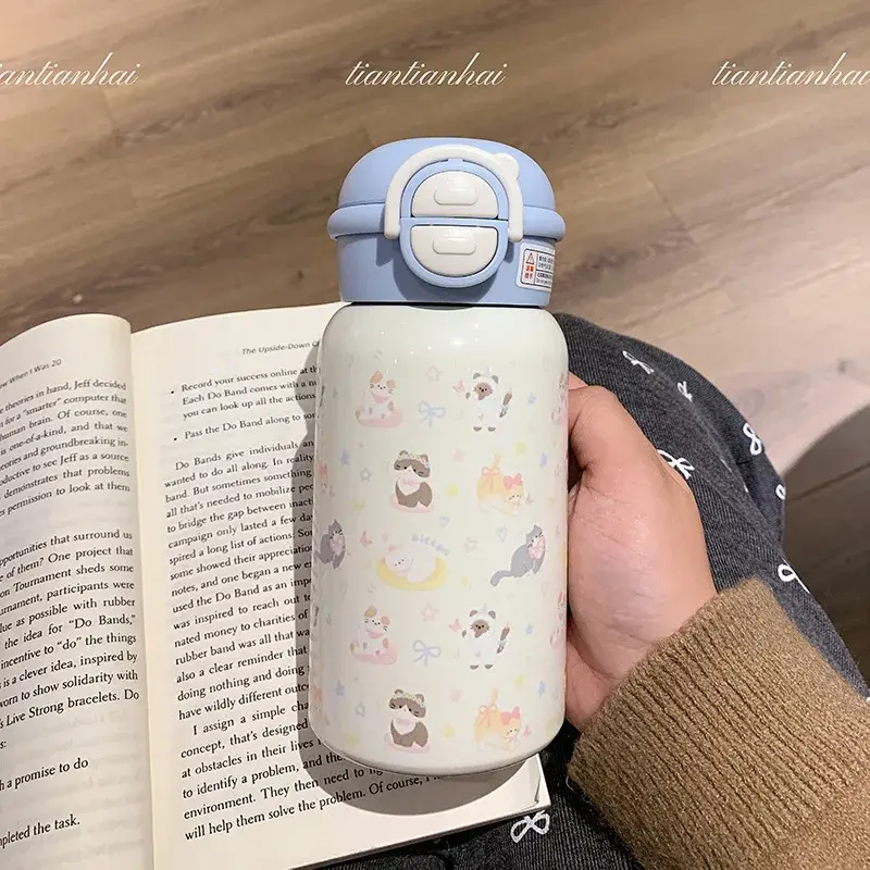 Winter New Simple Cute Cat Thermal Cup 316 Food Grade Stainless Steel Insulated Cold and Hot Student Portable Cup