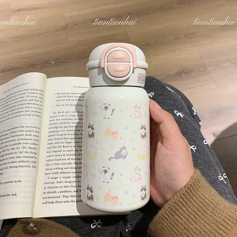 Winter New Simple Cute Cat Thermal Cup 316 Food Grade Stainless Steel Insulated Cold and Hot Student Portable Cup