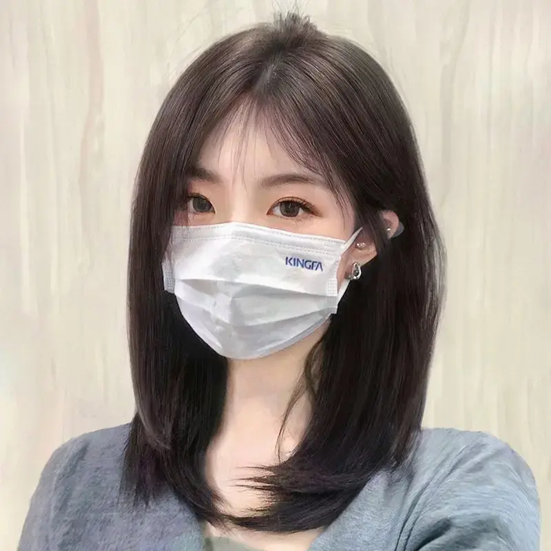 Women's Long Hair Full Head Wig Short Natural Whole Top Shoulder Length Bob Wig Cover Chinese Style Hair Extensions