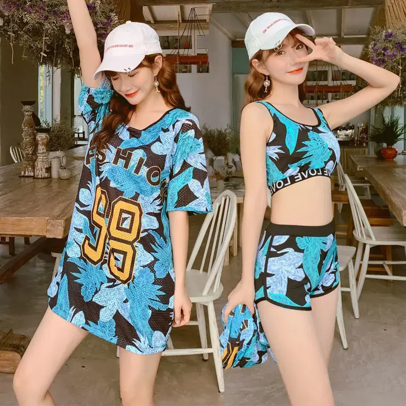 Hot Sale Of The Season New Two-Piece Conservative Belly Covering Slimming Sports Student Large Size Hot Spring Swimsuit Women's