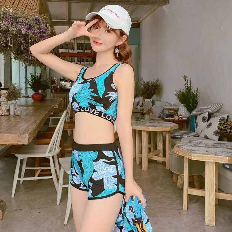 Hot Sale Of The Season New Two-Piece Conservative Belly Covering Slimming Sports Student Large Size Hot Spring Swimsuit Women's
