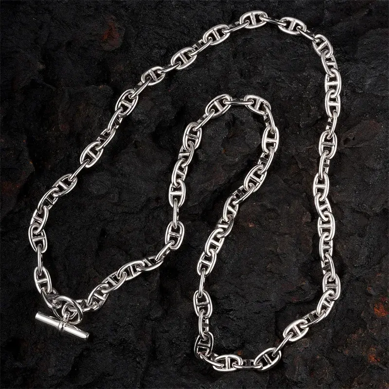Women's FashionableUniqueVersatile Creative Hip Hop S925 Silver Plated Otter Slant Collar Necklace Simple Nose Ring Pendant