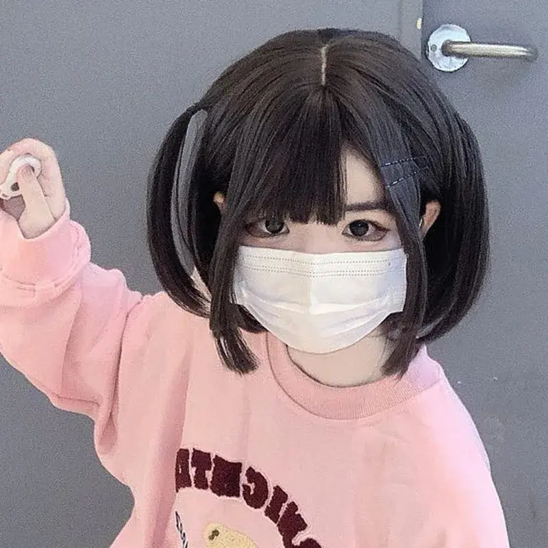 Natural Bob Hair Wig for Girls Short Straight Hair Full Head Cover Realistic Lace Front Design Versatile with Airy Bangs