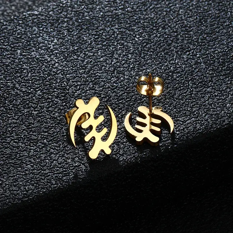 Fashionable Plated Stainless Steel Stud Earrings African Symbol Design Wish Amazon Earrings