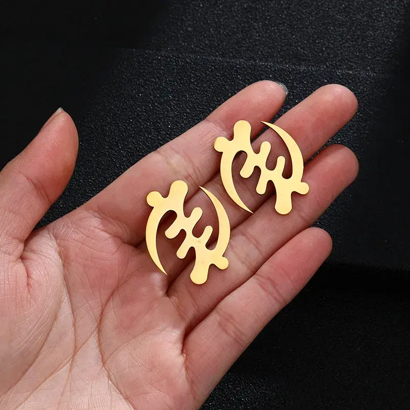 Fashionable Plated Stainless Steel Stud Earrings African Symbol Design Wish Amazon Earrings
