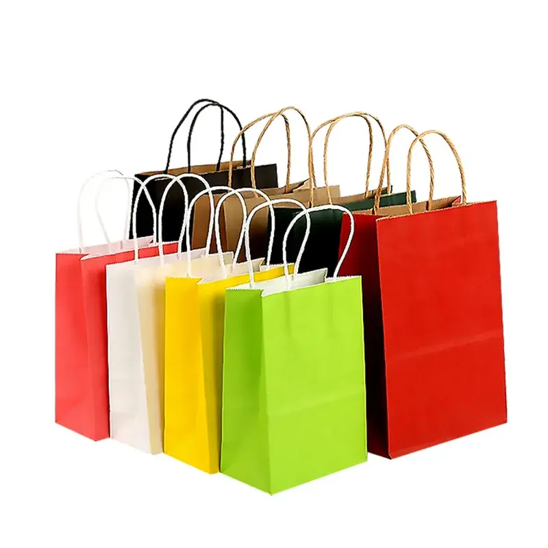 Wholesale Cow Leather Paper Bag For Baking Milk Tea Takeaway Packaging Clothing Handheld Gift Bag Logo Printing Available