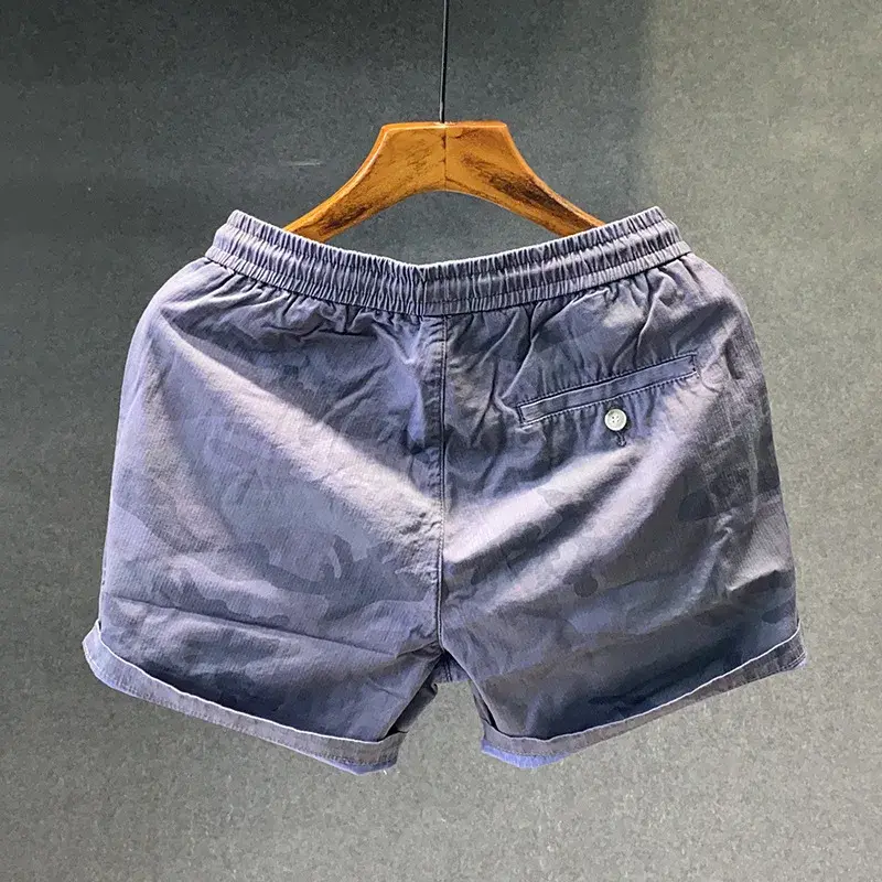 Summer Running Camouflage Shorts Elastic Waist Stylish Men's Loose-fit Casual Pants Trendy Fashion Three-quarter Length