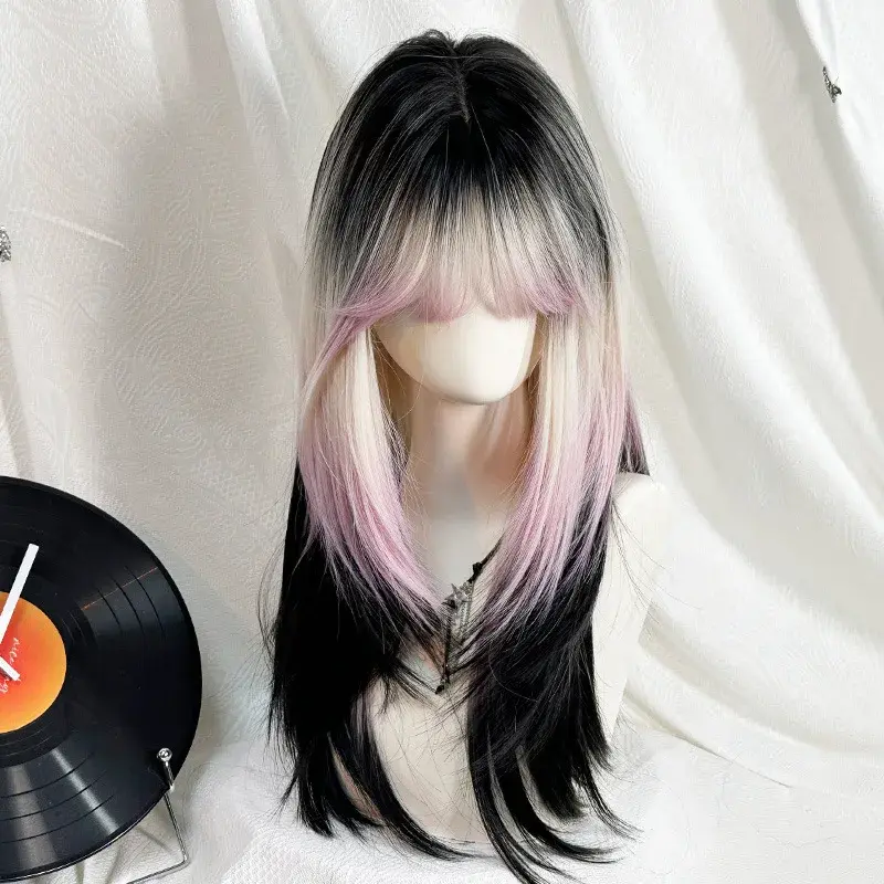 Long Hair Lolita Full Head Wig Women's Style Realistic Simulation Cute School Girl Fake Hair for Daily Use And Cosplay