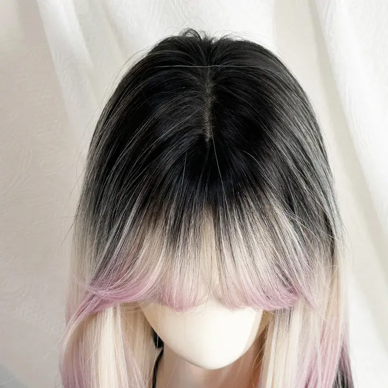 Long Hair Lolita Full Head Wig Women's Style Realistic Simulation Cute School Girl Fake Hair for Daily Use And Cosplay