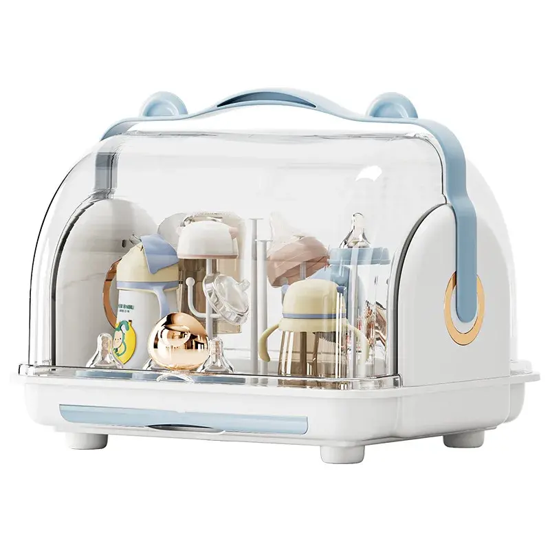 Baby Bottle Storage Box Dustproof Drainage Shelf Baby Feeding Utensils Bowl Chopsticks Supplementary Food Tools Shelf Cabinet