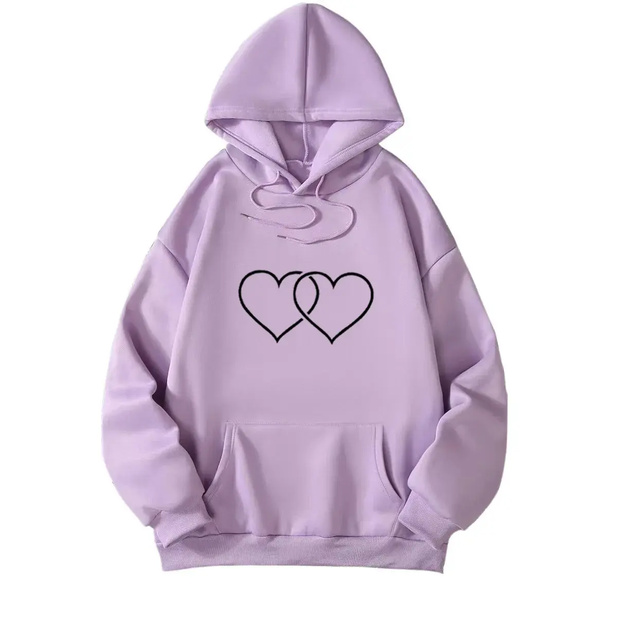 Couple's Oversized Hoodie Fleece Lined Casual V-neck Sweatshirt Korean Style Autumn Winter New Arrival Streetwear