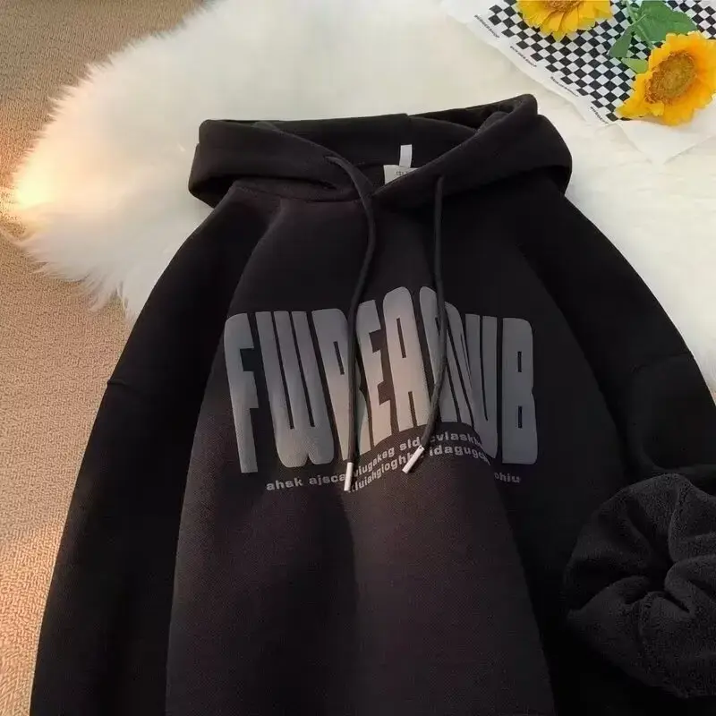 American Style Hooded Sweatshirt For Men 2024 Autumn Winter New Hua Cotton Jacket Versatile Casual Top Loose Fit Other Style