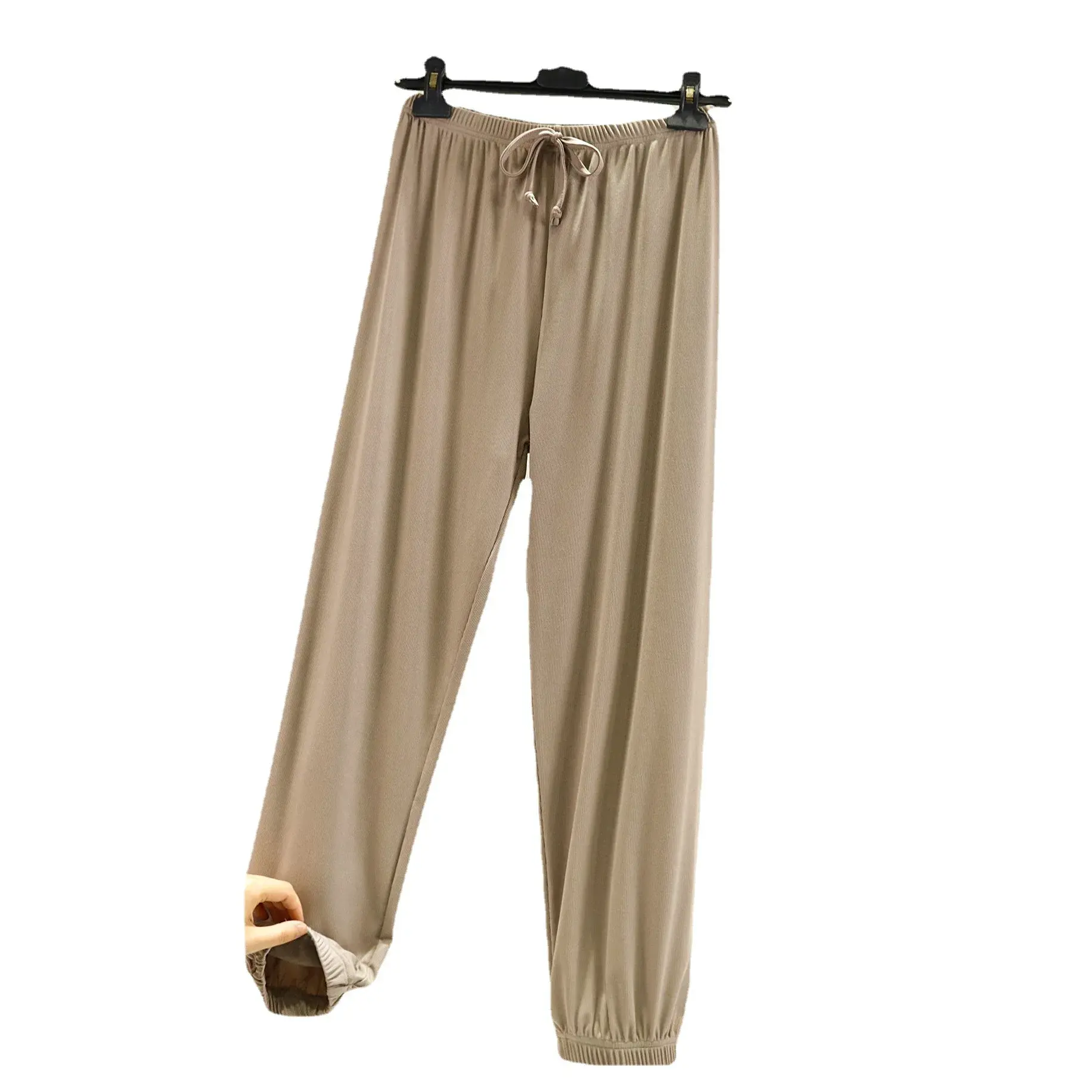 Summer New Ice Silk Loose Large Size Casual Pants Pure Color Simple Style Commuting Lantern Pants Korean Version Trousers