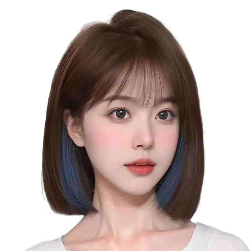 Fashionable Short Hair Wig Natural Style Full Head Cover Realistic Hair New Model Youthful Bob Cut Daily Wig Set for Women