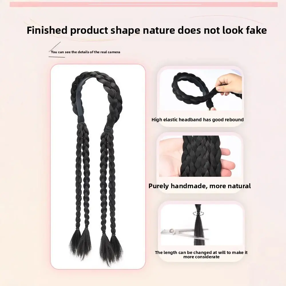 One-Piece Hairband Wig Braided Design Volumizing Grey Hair Covering Simulation Hair Accessory for Women