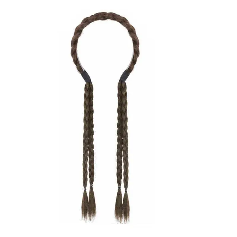 One-Piece Hairband Wig Braided Design Volumizing Grey Hair Covering Simulation Hair Accessory for Women