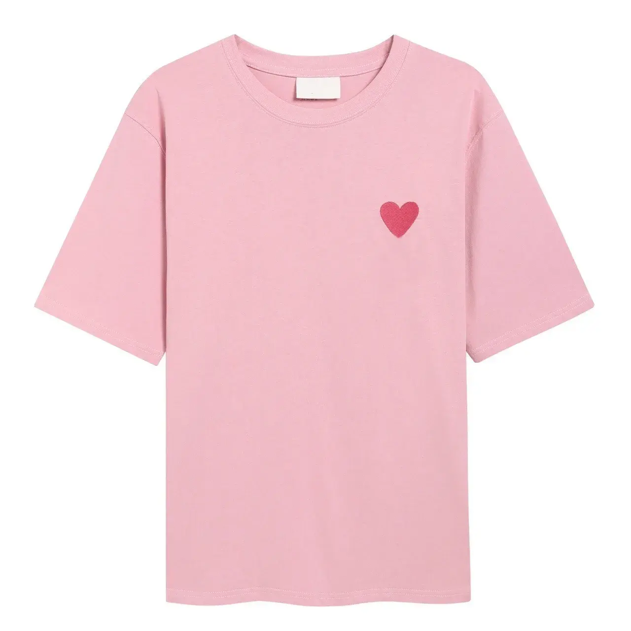 Spring Summer Hot Sale Of The Season Cotton Crew Neck Short Sleeve T-Shirt Love Embroidery Macaron Color Candy Ice Cream Style U