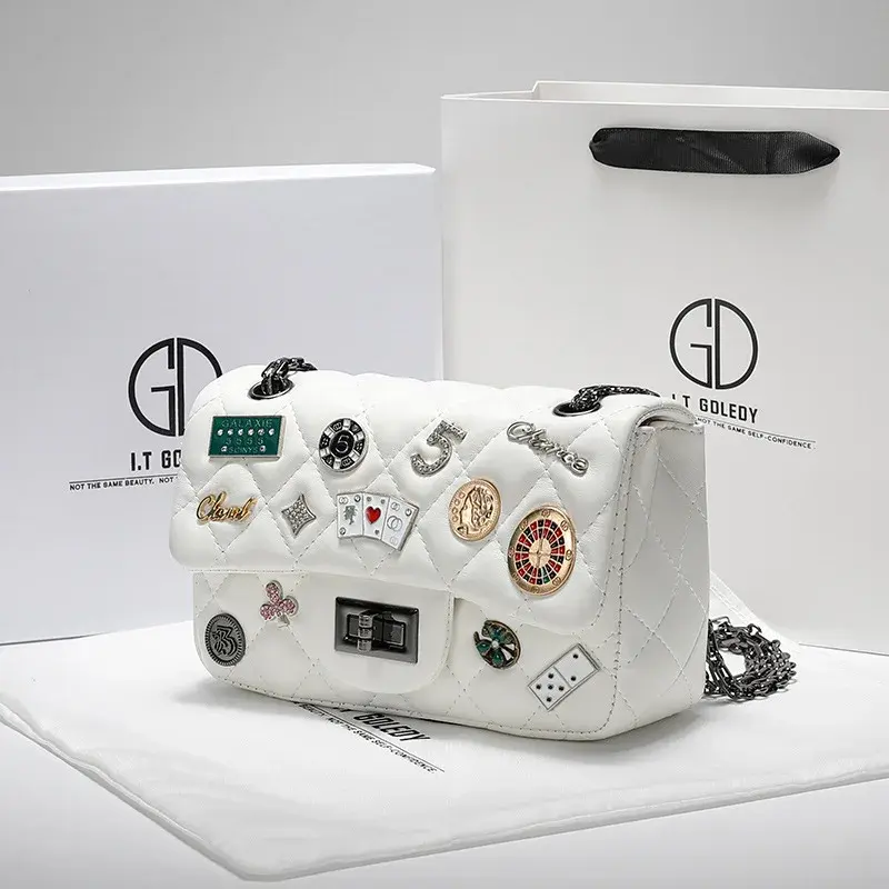 Hong Kong ITGDLEDY Genuine Leather Luxury Brand Women's Crossbody Bag New 2021 Single Shoulder Small Bag Chain Strap Bag