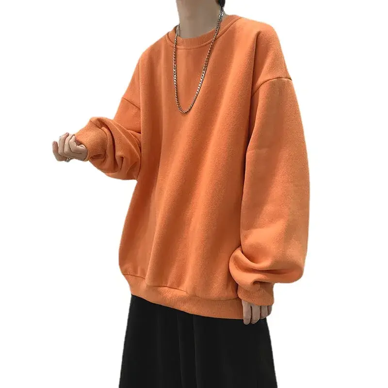 Autumn Men's Hoodies Sweatshirts Casual Fit Hong Kong Style Couple Matching Korean Trendy Oversize Round Neck Jacket