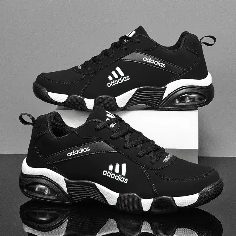 Trendy Men's Running Shoes Casual Sporty Leather Non- Leather Patchwork round Toe Adult Summer Shoes Non- Leather Material