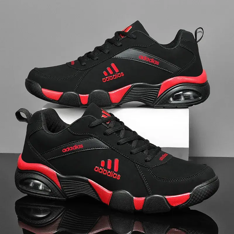Trendy Men's Running Shoes Casual Sporty Leather Non- Leather Patchwork round Toe Adult Summer Shoes Non- Leather Material