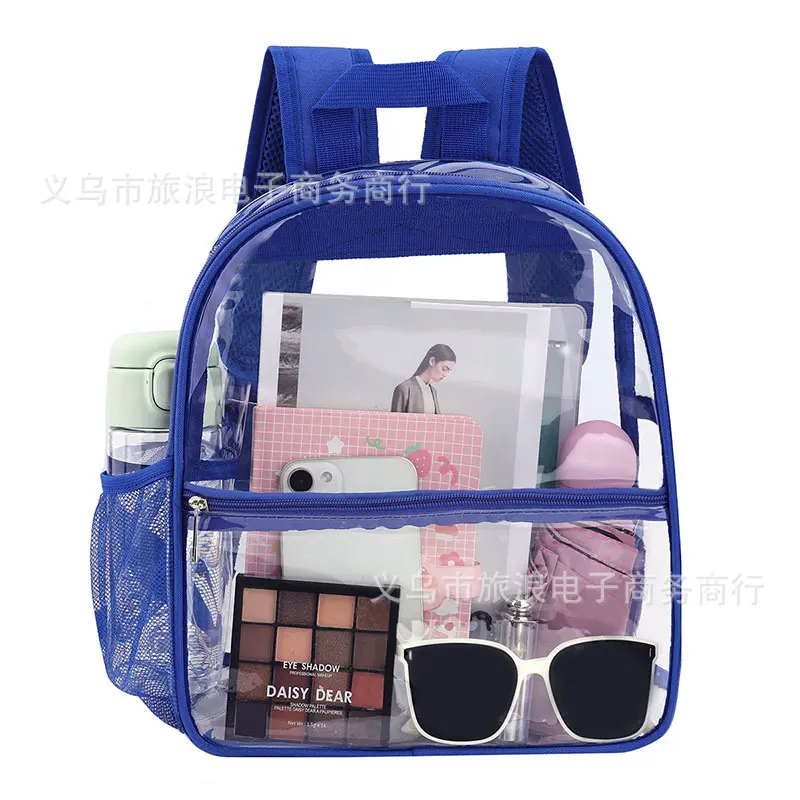 Transparent PVC Outdoor Sports Backpack Large Capacity Portable Unisex Student Bookbag Fashionable Travel Bag