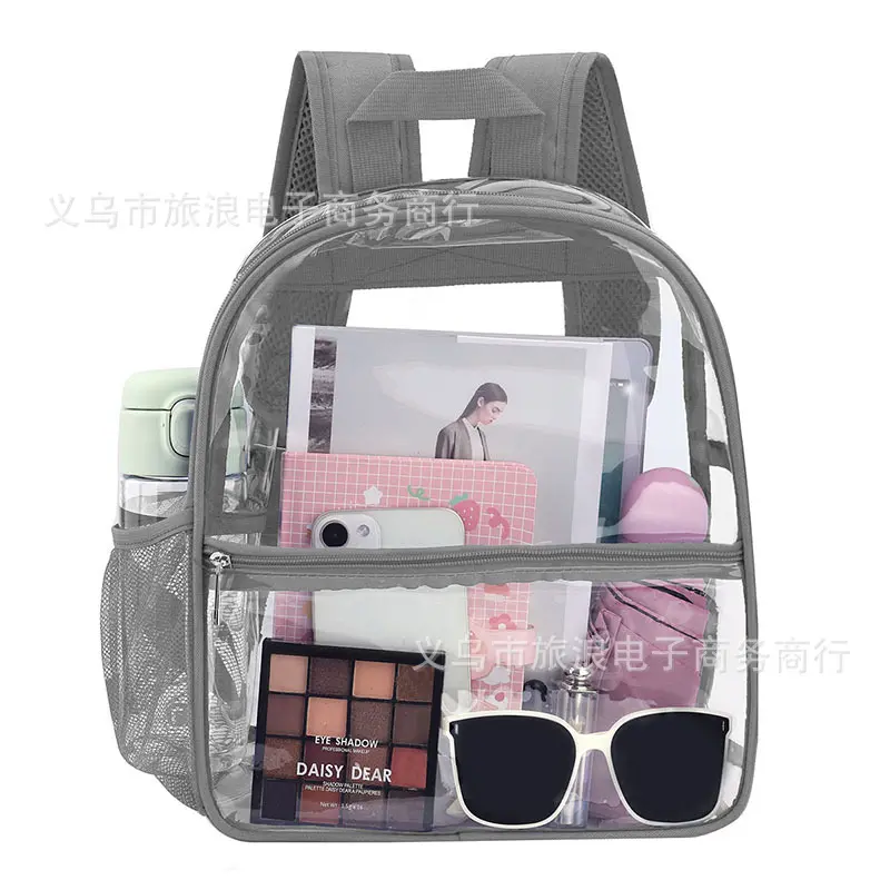 Transparent PVC Outdoor Sports Backpack Large Capacity Portable Unisex Student Bookbag Fashionable Travel Bag