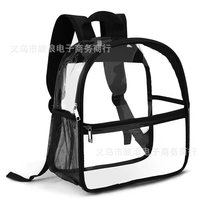 Transparent PVC Outdoor Sports Backpack Large Capacity Portable Unisex Student Bookbag Fashionable Travel Bag